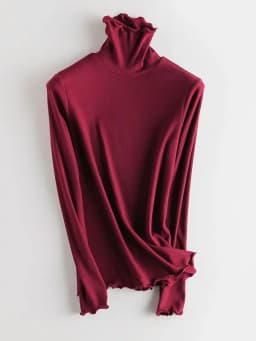 SuyaDream Women Bottoming T Shirt Real Silk Blend Long Sleeves Solid Basic Shirt 2024 Autumn Winter Turtleneck Top
