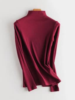 SuyaDream Women Bottoming T Shirt Real Silk Blend Long Sleeves Solid Basic Shirt 2024 Autumn Winter Turtleneck Top