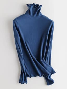 SuyaDream Women Bottoming T Shirt Real Silk Blend Long Sleeves Solid Basic Shirt 2024 Autumn Winter Turtleneck Top