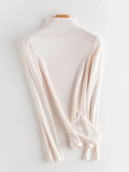 SuyaDream Women Bottoming T Shirt Real Silk Blend Long Sleeves Solid Basic Shirt 2024 Autumn Winter Turtleneck Top