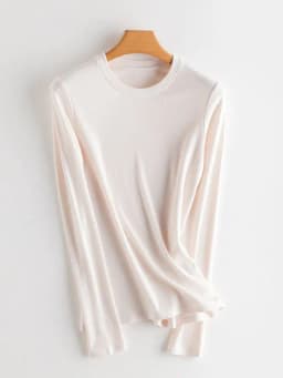 SuyaDream Women Bottoming T Shirt Real Silk Blend Long Sleeves Solid Basic Shirt 2024 Autumn Winter Turtleneck Top