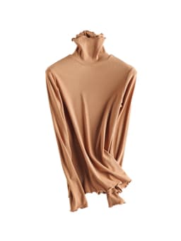SuyaDream Women Bottoming T Shirt Real Silk Blend Long Sleeves Solid Basic Shirt 2024 Autumn Winter Turtleneck Top