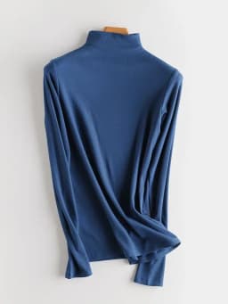 SuyaDream Women Bottoming T Shirt Real Silk Blend Long Sleeves Solid Basic Shirt 2024 Autumn Winter Turtleneck Top