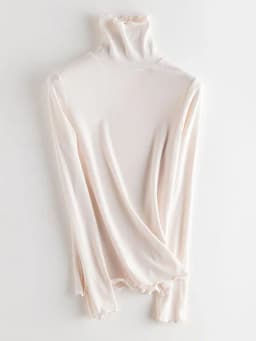 SuyaDream Women Bottoming T Shirt Real Silk Blend Long Sleeves Solid Basic Shirt 2024 Autumn Winter Turtleneck Top