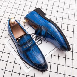 Spring Italian Men's High-quality Blue Leather Shoes Big Size:38-48 Yellow Formal Driving Loafers Red Wedding Dress Casual Shoes