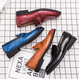 Spring Italian Men's High-quality Blue Leather Shoes Big Size:38-48 Yellow Formal Driving Loafers Red Wedding Dress Casual Shoes