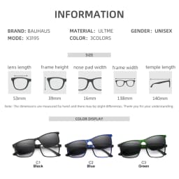 X3195 Magnet Clip On Glasses Frame Men Prescription Optical Eyeglasses Frame Women Myopia Polarized Magnet Clip On Sunglasses