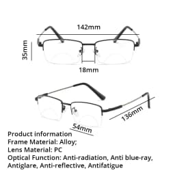 Bifocal Reading Glasses For Men Women Blue Light Blocking Presbyopia Glasses Far Sight Eyeglasses +1.5 2 2.5 3 4