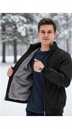 Warm Fleece Autumn Winter Jackets for Men Business Office Dress Coat Casual Men's Winter Jacket Solid Color Luxury Outerwear Man