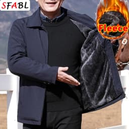 Warm Fleece Autumn Winter Jackets for Men Business Office Dress Coat Casual Men's Winter Jacket Solid Color Luxury Outerwear Man