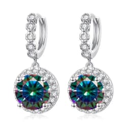 Super Sparkling 3CT Muiltcolor Moissanite Drop Hoop Earrings 100% S925 Silver Earring For Women Fine Jewelry Dating Party Gift