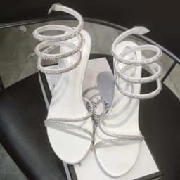 Eilyken Crystal Rhinestone Open Toe Woman Sandals Design Sexy Thin High Heels Party Prom Shoes Fashion Ankle Strap Pumps