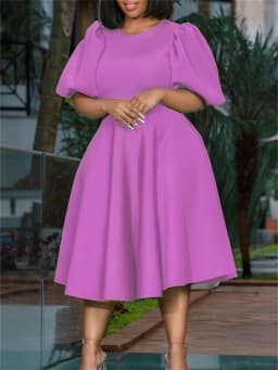 Wmstar Party Dresses for Women Sexy Puff Sleeve Solid Maxi Dress Big Hem Club Outfits New In Summer Wholesale Dropshipping S-3XL
