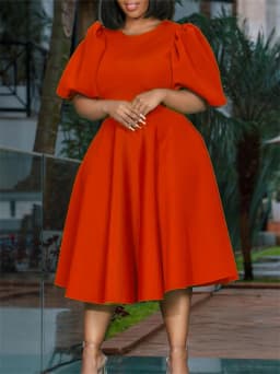 Wmstar Party Dresses for Women Sexy Puff Sleeve Solid Maxi Dress Big Hem Club Outfits New In Summer Wholesale Dropshipping S-3XL