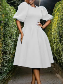 Wmstar Party Dresses for Women Sexy Puff Sleeve Solid Maxi Dress Big Hem Club Outfits New In Summer Wholesale Dropshipping S-3XL