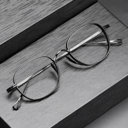 9g Ultra Light Pure Titanium Frame Japanese Vintage Distressed Oval for Male and women design as KameManNen KMN114