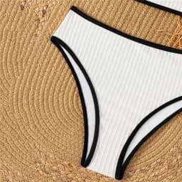 Solid White Swimwears Bandeau Bikinis Sets Ribbed Sexy Swimsuit Women 2026 Push Up Bathing Suit High Waist Bikini Mujer Biquins