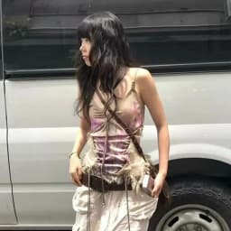 Genayooa Gothic Tank Tops Women Sleeveless Tie Dye Y2k Vintage Crop Tops Streetwear 2000s Japanese Lace Up Camis E-girls Summer