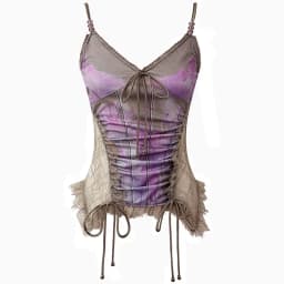 Genayooa Gothic Tank Tops Women Sleeveless Tie Dye Y2k Vintage Crop Tops Streetwear 2000s Japanese Lace Up Camis E-girls Summer