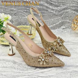 New Fashion Pointed Toe Shoes Heels Elegant Italian Woman Wedding for Party Shoes Women Party Pumps Decorated with Rhinestone
