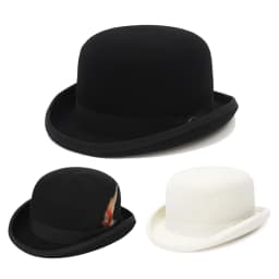 100% Wool Felt Black Derby Bowler Hat for Men Women Satin Lined Fashion Party Formal Fedora Costume Magician Cap