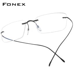 FONEX B Titanium Glasses Frame Men New Brand Design Rimless Square Eyeglasses Frameless Women Ultralight Japanese Eyewear 85634