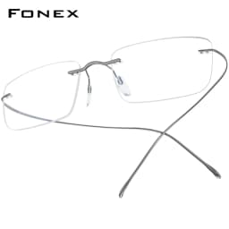 FONEX B Titanium Glasses Frame Men New Brand Design Rimless Square Eyeglasses Frameless Women Ultralight Japanese Eyewear 85634