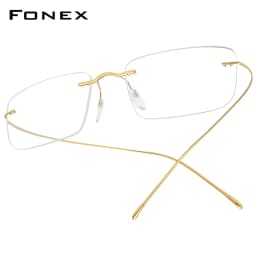 FONEX B Titanium Glasses Frame Men New Brand Design Rimless Square Eyeglasses Frameless Women Ultralight Japanese Eyewear 85634