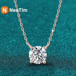 NeeTim 1ct 2ct 3ct 5ct D VVS1 Moissanite Necklace for Women Sterling Silver 925 with Yellow Rose Gold Plated Sparkling Pendant