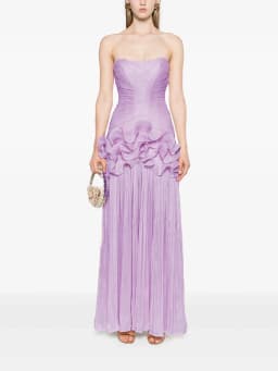 TWOTWINSTYLE Tempatement Patchwork Ruffle Slim Dress For Women Strapless High Waist Ruched Midi Elegant Dresses Female Fashion