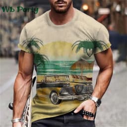 Vintage Men's T-shirt Route 66 Biker Print T-shirts for Man Gym Clothing Short Sleeve Tee Men T-shirts Mens Clothing O-Neck Tops