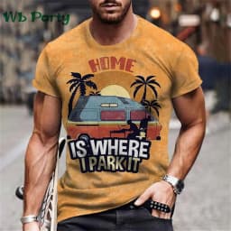Vintage Men's T-shirt Route 66 Biker Print T-shirts for Man Gym Clothing Short Sleeve Tee Men T-shirts Mens Clothing O-Neck Tops