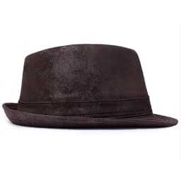 New 2024 Man High Quality Genuine Leather Formal Hat Jazz Gentleman Goat Skin Suede Short Brim Black/Brown Top Hat Malee