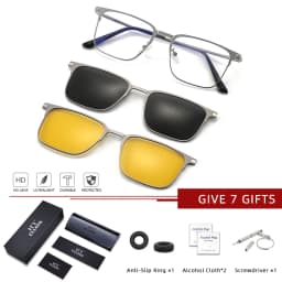 CLLOIO Metal Alloy 3 In 1 Magnet Clip Optical Myopia Glasses For Men Polarized Sunglasses Hyperopia Prescription Reading Glasses
