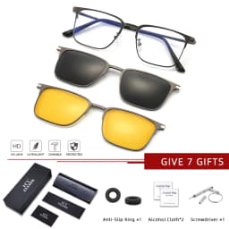 CLLOIO Metal Alloy 3 In 1 Magnet Clip Optical Myopia Glasses For Men Polarized Sunglasses Hyperopia Prescription Reading Glasses