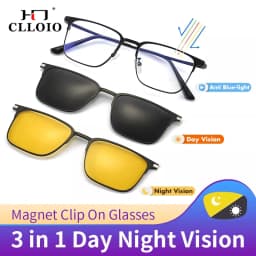 CLLOIO Metal Alloy 3 In 1 Magnet Clip Optical Myopia Glasses For Men Polarized Sunglasses Hyperopia Prescription Reading Glasses