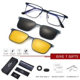 CLLOIO Metal Alloy 3 In 1 Magnet Clip Optical Myopia Glasses For Men Polarized Sunglasses Hyperopia Prescription Reading Glasses