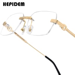 HEPIDEM Alloy Glasses Frame Men Luxury Famous Brand Design Retro Vintage Square Eyeglasses Rimless Spectacles Frameless Eyewear