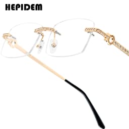 HEPIDEM Alloy Glasses Frame Men Luxury Famous Brand Design Retro Vintage Square Eyeglasses Rimless Spectacles Frameless Eyewear