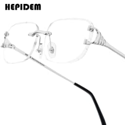 HEPIDEM Alloy Glasses Frame Men Luxury Famous Brand Design Retro Vintage Square Eyeglasses Rimless Spectacles Frameless Eyewear