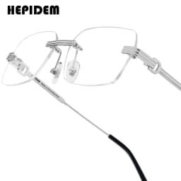 HEPIDEM Alloy Glasses Frame Men Luxury Famous Brand Design Retro Vintage Square Eyeglasses Rimless Spectacles Frameless Eyewear