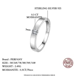 PERFANY 0.3CT Princess Square Cut Moissanite Ring for Men and Women S925 Pure Silver Laboratory Diamond Couple Wedding Jewelry