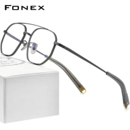 FONEX Pure Titanium Glasses Frame Men New Brand Design Square Eyeglasses Ultralight-Weight Japanese High Quality Eyewear 07518