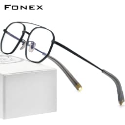 FONEX Pure Titanium Glasses Frame Men New Brand Design Square Eyeglasses Ultralight-Weight Japanese High Quality Eyewear 07518