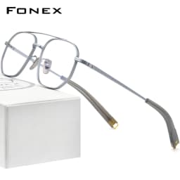 FONEX Pure Titanium Glasses Frame Men New Brand Design Square Eyeglasses Ultralight-Weight Japanese High Quality Eyewear 07518
