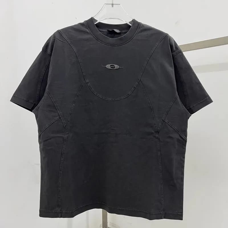 Embroidered Logo Patchwork T Shirt Men Women Oversized T-shirt Top Tees
