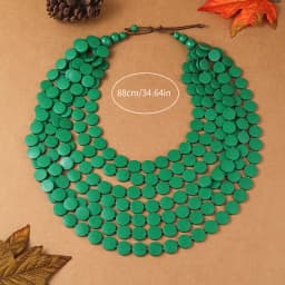 New 1pcs 7 Layer Multi-color Necklace Women Wooden Chips African Choker Necklace For Women Party Wedding Dress Jewelry Gifts