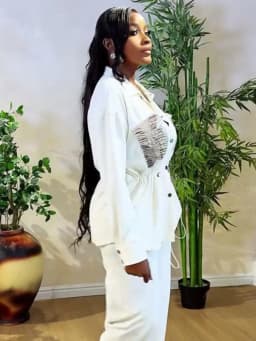Wmstar Two Piece Set Women Wholesale Stylish Cinched Waist Shirt Long Sleeved Cardigan Long Pants Fancy Club Outfits Summer