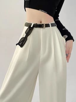 Botvotee Causal Suits Pants for Women Office Elegant Chic Wide Leg High Waisted Black Trousers with Belt Streetwear Y2k Fashion