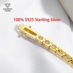 18K Gold Plated Moissanite Tennis Women 3/4/5Mm Classic S925 Sterling Silver Certified Bracelet For Men GRA